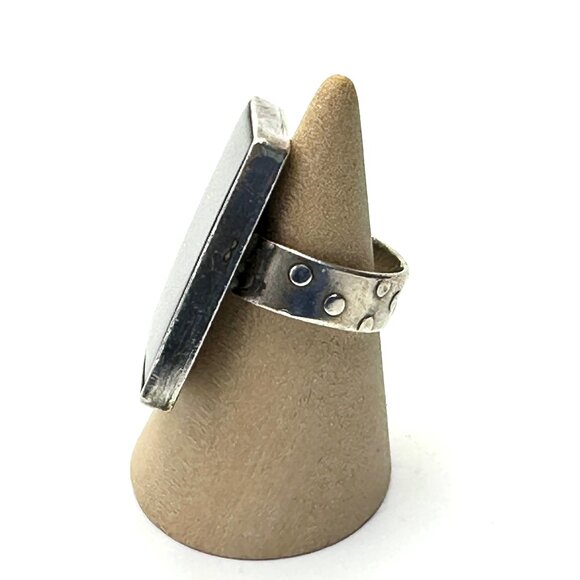 XL Sterling Silver Onyx Statement Art Ring — Unisex — Size 8.25US — GUC - Picture 6 of 11